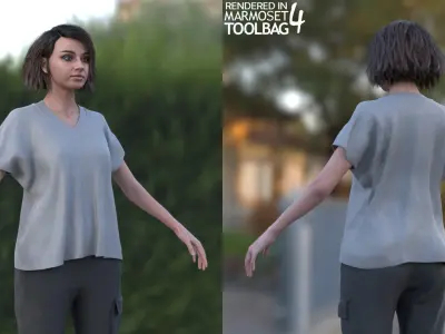 Woman Casual Outfit 5 - Modular - Rigged Low-poly 3D model