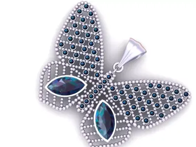 Elegant Butterfly Pendant 3D Printable Model 3D print model