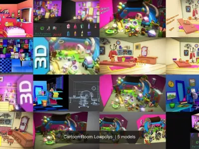Cartoon Room Lowpolys  3D Model Collection