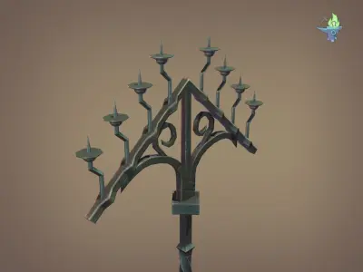 Gothic Candelabra Low-poly 3D model