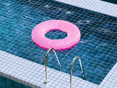 Backyard Pool with Inflatable Ring Free low-poly 3D model