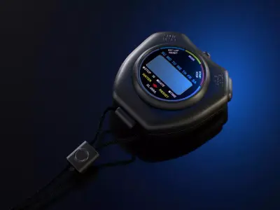 Stopwatch digital thermometer with cord Low-poly 3D model