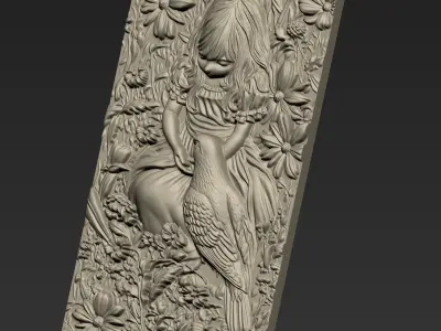 A Little Girl Feeding Pigeon A1 3D print model