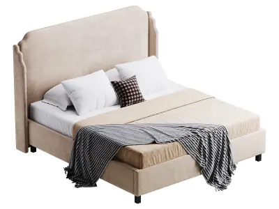 Aurora Wingback Blush Bed 3D model