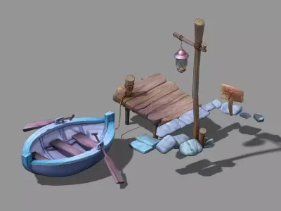 Game Wood - Boat 03 3D model