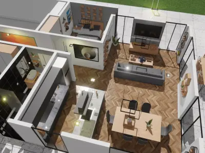 small modern house low poly  Low-poly 3D model