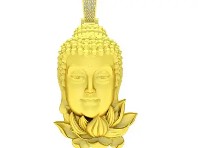 Luxury Buddha Head Pendant with Lotus Base Design 126a 3D print model