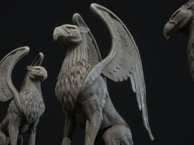 Griffin Statue PBR Low-poly 3D model