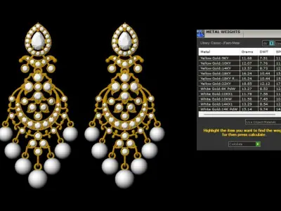 EARRINGS with diamonds and pearls made for you 3D print model