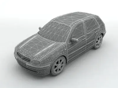  2000 Volkswagen Golf IV Hatchback Low-poly 3D model