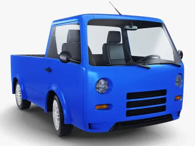 Kei Truck Concept Retro Style Blue 3D model