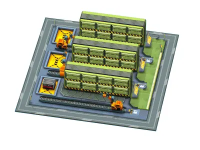 isometrical WareHouse platform upgrade 02 Low-poly 3D model