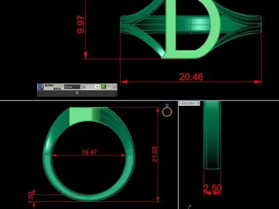 Jewelry Alphabet Ring  D 3D print model