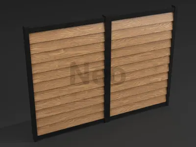 Low-Poly Wooden Fence 3D Model - Modern Wooden Fence 3 Low-poly 3D model