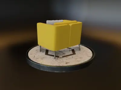 Yellow Chair with Summer pillow 3D model