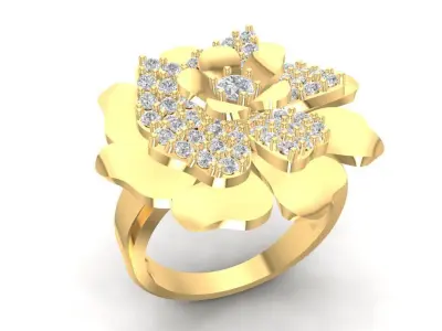 Luxury Rose Flower Diamond Ring 1493 3D print model