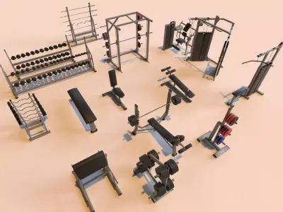 Gym Equipment Low-poly 3D model