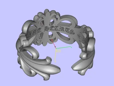 CHROME HEARTS DOUBLE FLORAL RING 3d print  3D model