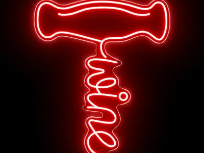 Wine Corkscrews Neon Sign 3D model