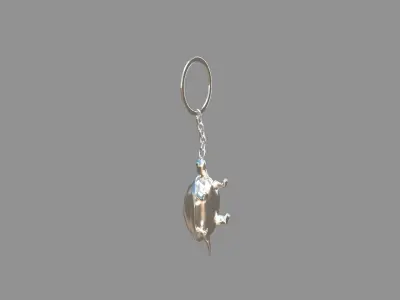 Turtle keychain silver 3D model