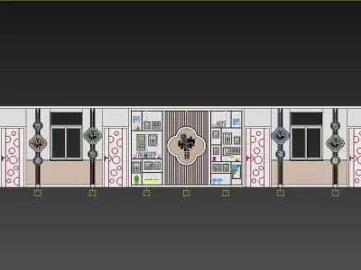 Kindergarten school corridor layout bar photo wall 3D model