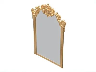 Baroque Ornate Wall Mirror Gold Frame Low-poly 3D model