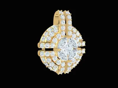 Luxury Round Double Halo Diamond Pendant 306 3D print model