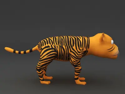 Tiger rigged toon 3d model  Low-poly 3D model