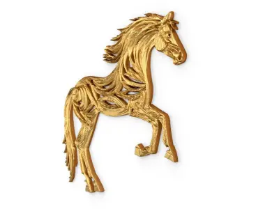 decor set wall panel horse relief mural CNC 09 3D print model