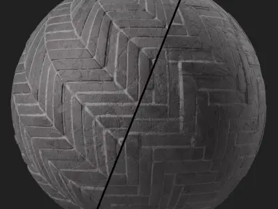 Pavement Materials 47- HerringBone Stone Paving Sbsar Seamless Texture