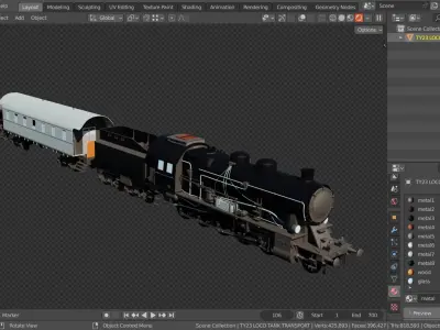 TY-23 Train Tank Transporter Base Mesh Model Low-poly 3D model