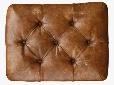 Restoration Hardware 22  Tufted Leather  Metal Bench Low-poly 3D model