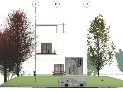3 Bedroom 3 Bathroom House Plans Low-poly 3D model
