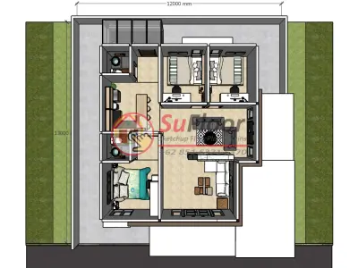 House 8x9m code 457- Sketchup 3D model 3D model 3D model