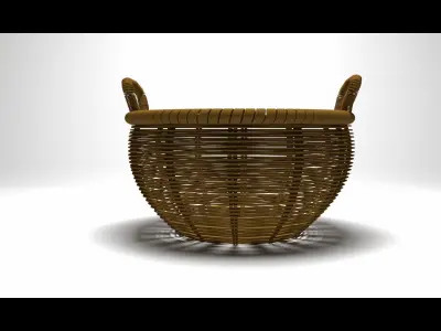 Rattan Basket Low-poly 3D model