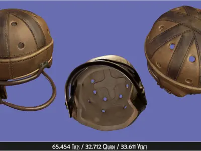 Vintage 1940 antique leather football helmet 3D model