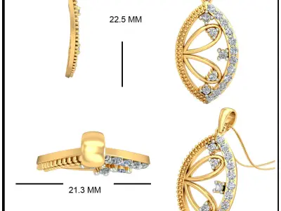 Pendant 3dm stl FBX OBJ Render Detail gold with diamonds 3D print model