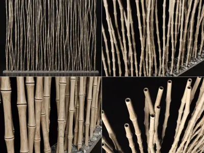 Bamboo thin branch decor n3  3D model