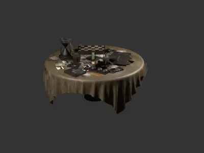  Classic Wooden Vintage Table Low Poly Low-poly 3D model