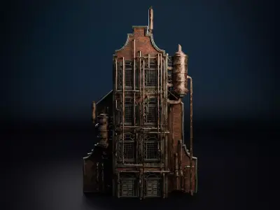 STEAMPUNK INDUSTRIAL BUILDING 5 Low-poly 3D model
