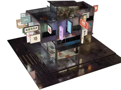 Traditional Hong Kong Verandah Building 3D model