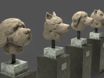 Sculpture pet collection Low-poly 3D model