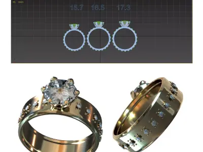 Diamond gold ring 3D print model
