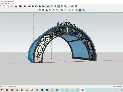 3D model of 3D iron art glass roof villa architecture 3D model