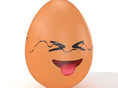 Egg Cracked Emoji N006 Low-poly 3D model