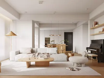 Modern living room dining room interior scenes 279 3D model