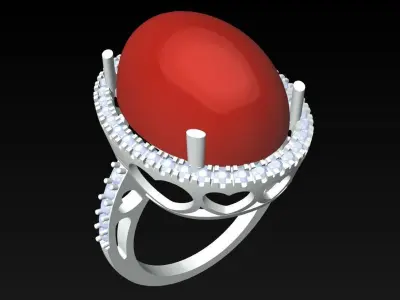 Oval Stone Ring - Mens Rings - GN216 3D print model