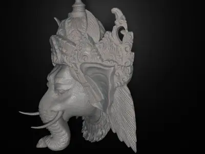 Ganesha Wooden Head 3D print model