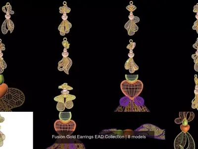 Fusion Gold Earrings EAD Collection 3D Model Pack