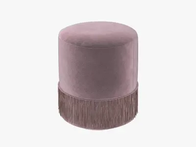 Teddy Velvet Pouf in PinkBlue Low-poly 3D model
